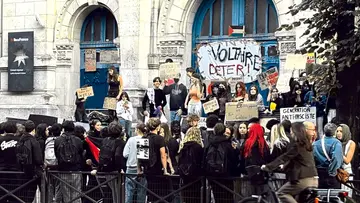 Students take to the streets over the poor condition of schools.