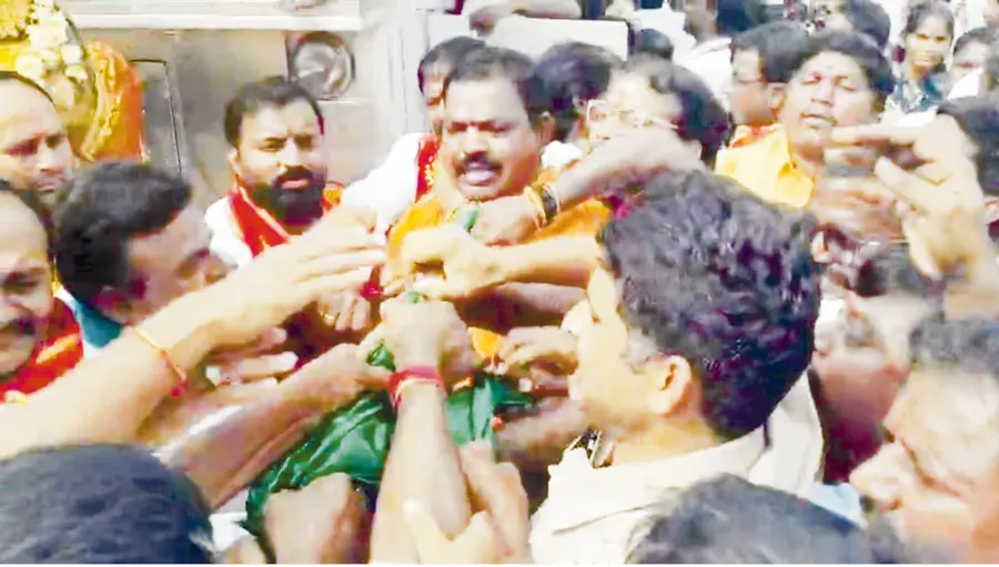 Scuffle during the procession
