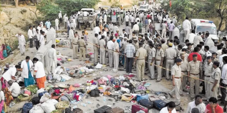 Truck plows into devotees