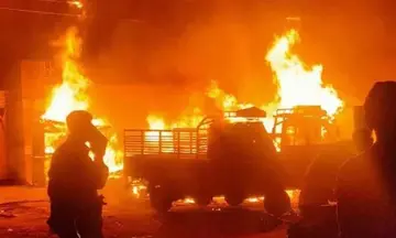 Major fire at Medchal check post
