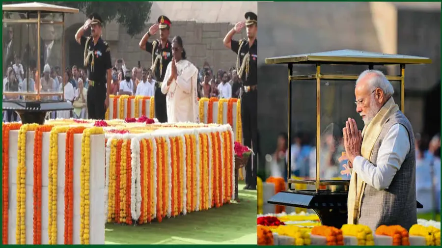 గాంధీ జయంతి సందర్భంగా రాష్ట్రపతి ద్రౌపది ముర్ము, ప్రధానమంత్రి నరేంద్ర మోడీ ఢిల్లీలోని రాజ్‌ఘాట్‌ను సందర్శించారు.