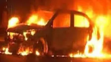 Fatal accident in Gachibowli.. Car catches fire